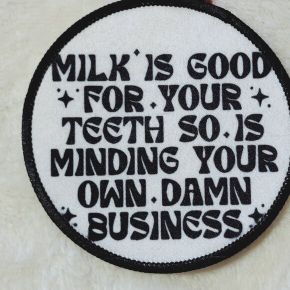 Mind Your Business Funny DYI Fabric Hat Patch Glue Iron On Sew Custom Hat Patch - Picture 2 of 4
